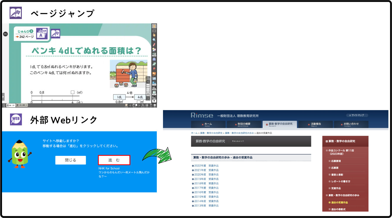 ページジャンプ・外部Webリンク