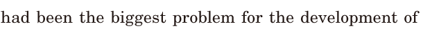 had been the biggest problem / for the <span class='nw'>development</span> / of 