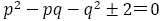 p^2-pq-q^2±2＝0